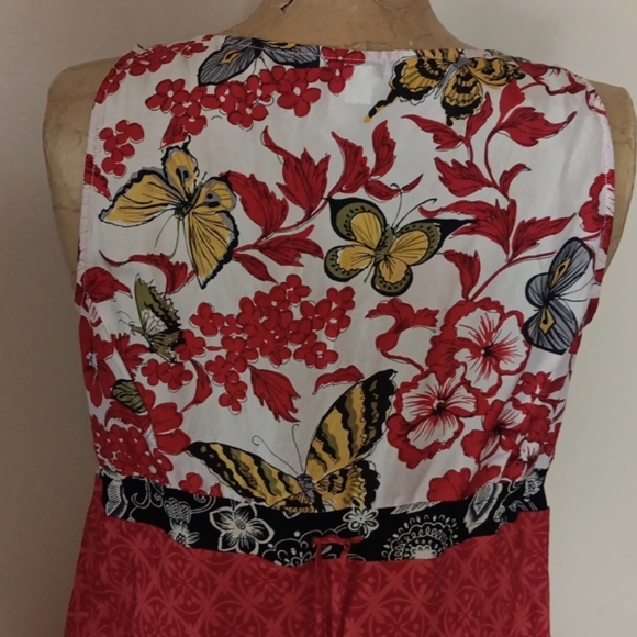 CAbi Silk Blouse In Red Hisbiscus Golden Butterly - Picture 8 of 15